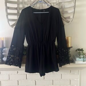 Windsor black long sleeve romper, small